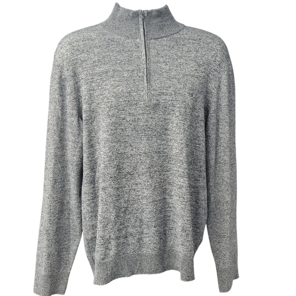 Calvin Klein Men's 1/4‎ Zip Pullover NWT  Grey Cotton Blend Sweater Sz Lg  A370